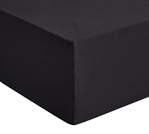 Amazon Basics Drap-housse en jersey de qualité supérieure, Noir - 160 x 200 cm