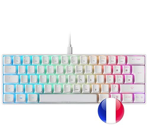 Mars Gaming MKMINIWRFR, Clavier Mécanique Ultra-compact, Full RGB Chroma, Switch OUTEMU PRO Rouge, Blanc, Langue Française