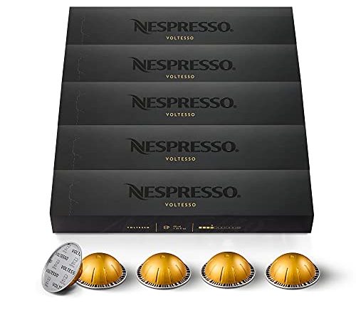 Nespresso Vertuo – 50 Capsules de Café Voltesso – Intensité 4 – Pour Espresso 40 ml – (5 étuis de 10)