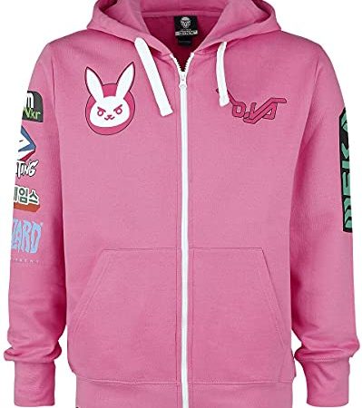 Overwatch Ultimate D.VA Homme Sweat-Shirt zippé à Capuche Rose M, 100% Coton, Regular / Coupe Standard