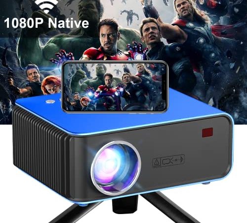 Projecteur prend en charge Full HD 1080P, le lecteur vidéo YouTube installé,le mini projecteur 6500L, le vidéoprojecteur compatible smartphone, la clé USB HDMI AV TV, projecteur du cinéma maison, bleu