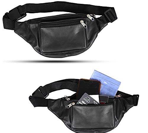 Sac banane en cuir pour femme - Ceinture réglable - Ceinture de voyage - Ceinture de course à pied - Sac à bandoulière pour femme