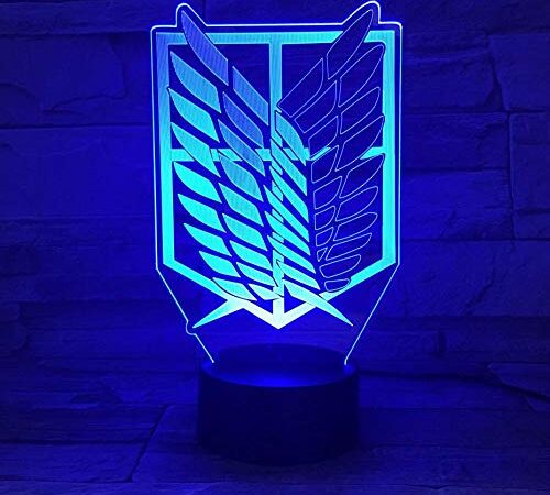 3D Illusion Lampe Led Veilleuse Bande Dessinée Attaque Sur Titan Logo Enfants Cadeau Manga Japonais Anime Chambre Bureau Shingeki No Kyojin