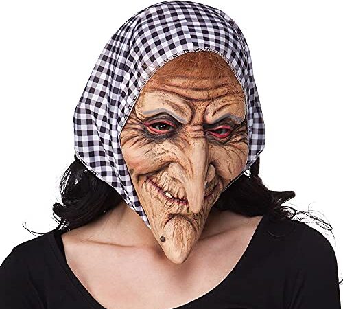 Boland 97508 - Masque visage en latex sorcière avec capuche, taille unique, adultes, accessoires, masques en latex, déguisement, sorcières, carnaval, fête à thème, Halloween