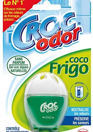 Croc'Odor Coco Frigo – Désodorisant pour Réfrigérateur (33g) – Nettoyant Frigo – Neutralisateur d'Odeurs