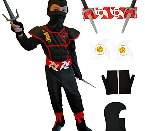 Deguisement Ninja Enfant Garcon Fille 5 6 7 Ans Costume de Ninja Deguisement Ninjago Halloween Costume Deguisement Halloween Enfant Déguisement Costume Carnaval Enfant Garcon Fille Cosplay Anime