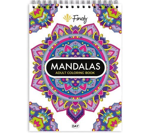 Finoly Mandalas à Colorier Adulte - Livre de Coloriage pour Adulte Anti Stress Zen - Cahier Coloriage Adulte - 30 Illustrations Originales - Format A4 - Papier Premium - Reliure Spirale (Jour)