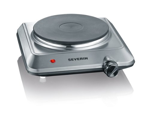 SEVERIN Plaque de cuisson 1 500 W, Plaque de cuisine idéale pour logement étudiant, dans le jardin ou au camping, Plaque électrique au thermostat réglable en continu, inox, KP 1092