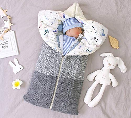 Taotigzu Gigoteuse Bébé Hiver 0-12 Mois Turbulette Bebe Coton Tricoté Unisexe Fille Garçon Zip Sac de Couchage pour Bambin