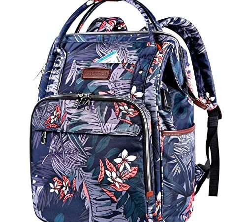 VANKEAN Sac à Dos pour Ordinateur Portable Femme 15,6 Pouces Élégant Ordinateur Travail Sac à Dos Hydrofuge Casual Daypack avec Port USB et Blocage RFID, School Business Travel, Floral