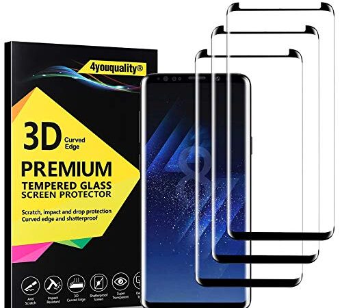 4youquality Lot de 3 films de protection d'écran en verre trempé pour Samsung Galaxy S8 - Couverture complète - Résistant aux rayures