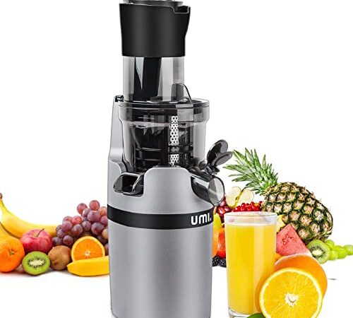 Amazon Brand - Umi Extracteur de Jus Centrifugeuse lente Slow Juicer de Juice Froid Machine à mastiquer Fruits frais Légumes Presse à froid 600 ml à jus facile à nettoyer - Argent