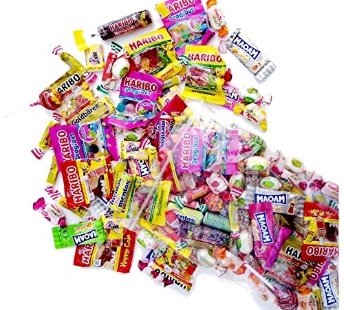 Assortiment 100 bonbons de marque - Haribo Carambar Kréma Malabar Lutti Mentos Chupa Chups - 14 types de confiseries - 815g de qualité (0.25cts/unité) – Classic Bag par Original Candy