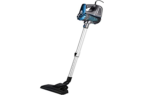 Bestron Aspirateur à main sans sac avec tube télescopique, Rayon d'action : 6,5 m, Capacité : 0,6 L, 600 W, bleu/gris