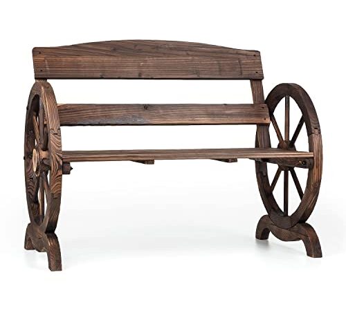 blumfeldt Ammergau - Banc de Jardin, Bois de Sapin, Protection Contre Les intempéries, Aspect Ancien, 108 x 65 x 86 cm, Marron foncé