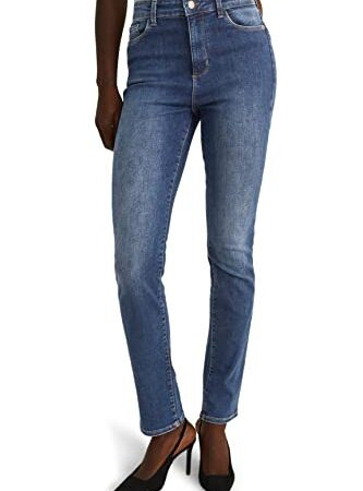 C&A Jean 5 poches pour femme - Décontracté - Taille haute - Stretch - Coton - Jean bleu - 44 S-L-R, Bleu jean, 46