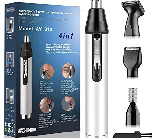 Cleanfly Tondeuse Nez et Oreille- 4 en 1 USB rechargeable, électrique pour le nez et les oreilles ,Tondeuse à sourcils indoloreet professionnelle pour les hommes et les femmes