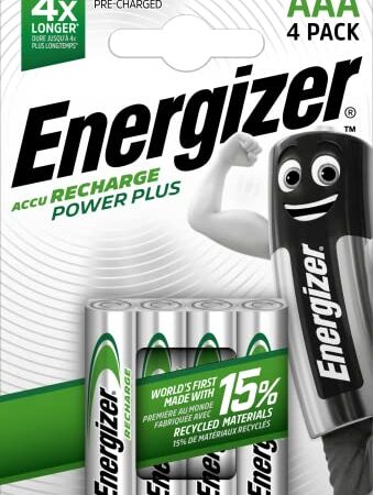 Energizer Piles Rechargeables AAA, Recharge Power Plus, Lot de 4