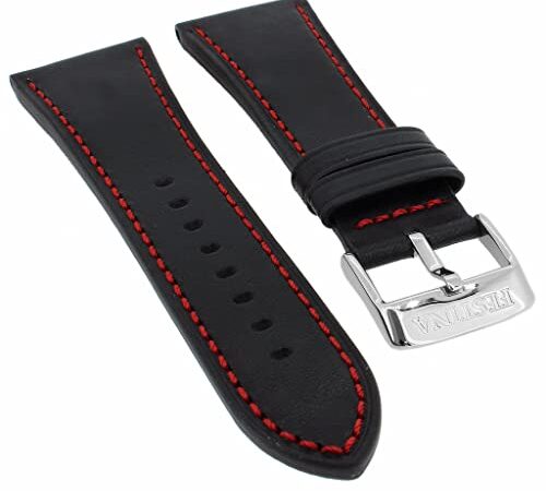 Festina Bracelet de montre 28mm cuir avec surpiqûre rouge noir F20424/8, Élégant, moderne