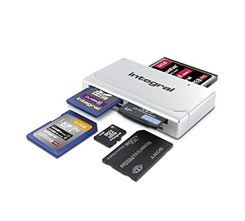 Integral Multi card reader USB 2.0 - Adaptateur de lecteur de carte mémoire tout-en-un, argenté