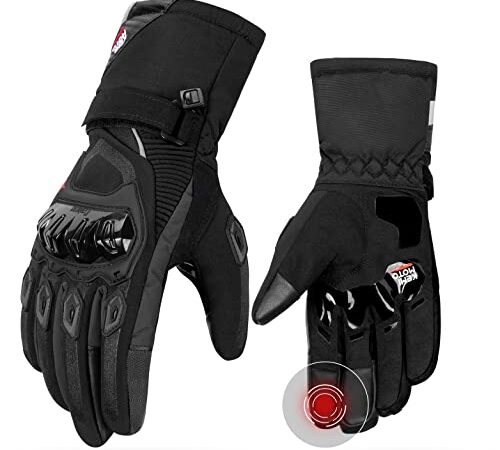 ISSYZONE 2KP CE Gants de Moto Hiver Homologués, Gants à Trois Doigts Écran Tactile Imperméable, Protection Legère et Chaude, VTT, Activités en Plein air Femme et Homme Gants Tactiques L Noir