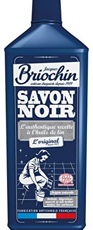 Jacques Briochin Savon Noir Liquide à l'Huile de Lin 1L - ECOCERT - Savon Noir Dégraisse, Nourrit, Protège, Fait Briller Tous Types de Sols - Fabriqué en France, Flacon 1L Recyclé et Recyclable