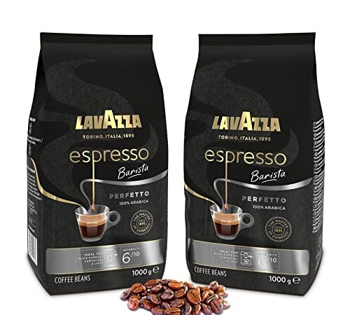 LAVAZZA - Café Espresso Barista Perfetto - Café Grain Lavazza - 100 % Arabica - Café Grain Italien - Intensité 6 - 2 Paquets de 1 kg
