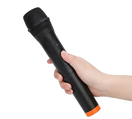 Lazmin112 Microphone sans Fil VHF Portable Universel Professionnel, Micro de Réception USB en Plastique ABS Noir, Distance de Réception de 50 Mètres, pour Le Chant Karaoké, la Parole, Le Mariage
