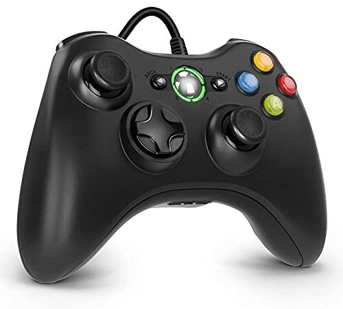 Manette Xbox 360, Manette de Jeu USB pour Xbox 360, Design amélioré, contrôleur de câble Ergonomique pour Xbox 360 Slim et PC avec Windows XP/Vista/7/8/8.1/10