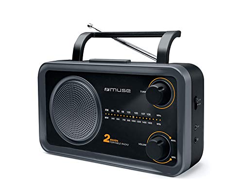 Muse M-06 DS Radio de cuisine (FM, ondes moyennes MW) Fonctionne sur secteur et sur piles Entrée AUX pour téléphone portable Prise casque Antenne télescopique Noir