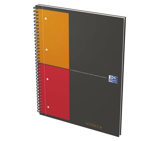 OXFORD Cahier International Notebook A4+ Petits Carreaux 5mm 160 Pages Reliure Intégrale Couverture Carte Gris