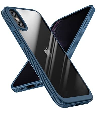 Quikbee Designed for iPhone X/XS Coque de Protection antidérapante en Cristal Transparent Anti-jaunissement de qualité Militaire pour iPhone X/XS 5,8" 2021(Bleu)