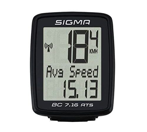 Sigma BC 7.16 ATS Compteur de vélo sans Fil Unisex-Adult, Noir, 3,5x7,8x11,3