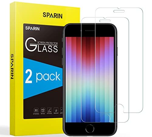 SPARIN 2 Pièces Verre Trempé Pour iPhone SE 2022/2020 et iPhone 8/7/6/6s, Film 2.5D, Protection Ecran iPhone 4.7 Pouces,9H Dureté,Sans bulles