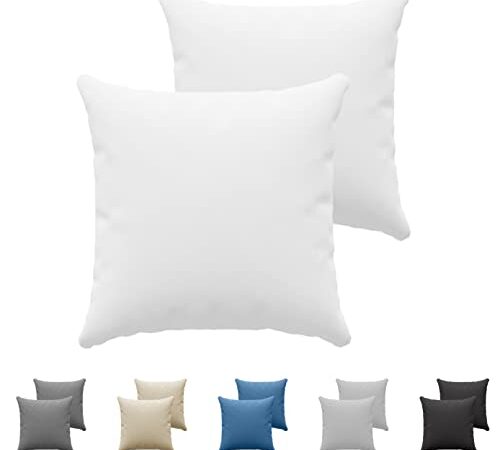 Taie Oreiller 60x60 cm (Lot de 2) Dreamzie - 100% Coton Jersey 150 GSM - Blanc - Taie d'oreiller 60 x 60 cm- Housse Coussin 60x60 cm Résistant et Hypoallergénique pour Oreiller