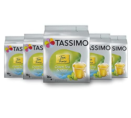 Tassimo Thé Dosettes - 80 boissons Thé Vert Menthe (lot de 5 x 16 boissons)