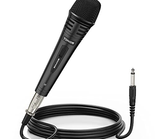 TONOR Microphone Dynamique Professionnel avec 5 m Câble pour DVD, Télévision, KTV Audio, Réflecteur, Console de Mixage, Autobus de Tourisme