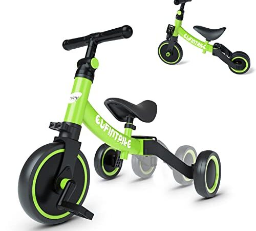 besrey 5 en 1 Tricycle Vélo Enfant ,Tricycle bébé évolutif 1-4 Ans ,Vélo Draisienne ,Vélo sans Pédale,Vert