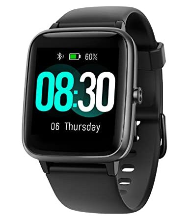 GRV Montre Connectée Homme Femme Smartwatch Sport Compatible avec Samsung Huawei Xiaomi Android iOS Podometre Montre Tactile Cardiofrequencemetre Etanche IP68 Notification SMS Appel Chronomètre Noir