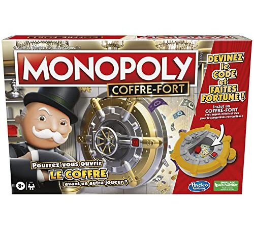 Hasbro Gaming Monopoly, Jeu de Plateau pour la Famille et Les Enfants, 2 à 6 Joueurs, dès 8 Ans, inclut Un Coffre-Fort L Multicolore