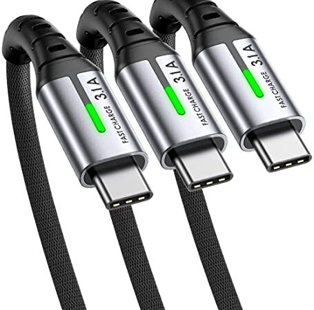 INIU Câble USB C, Cable USB C Charge Rapide [3Pack/0.5+2+2m] 3.1A QC 3.0 Chargeur Type C Nylon Tressé Câble USB A vers USB C pour Samsung Galaxy S23 S22 S21 S20 Switch Huawei Google Pixel 7 PS5 Xiaomi