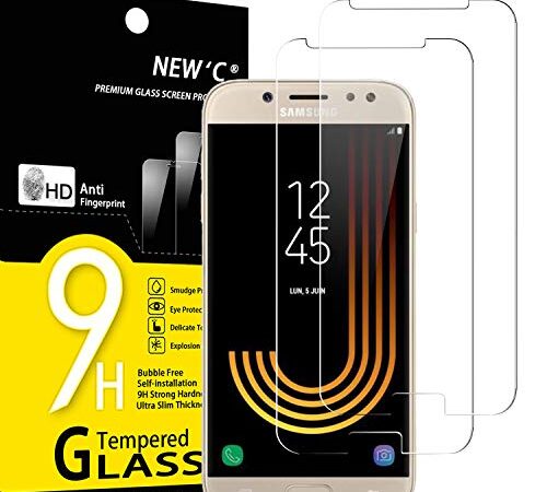 NEW'C Lot de 2, Verre Trempé pour Samsung Galaxy J5 2017 Film Protection écran sans Bulles d'air Ultra Résistant (0,33mm HD Ultra Transparent) Dureté 9H Glass