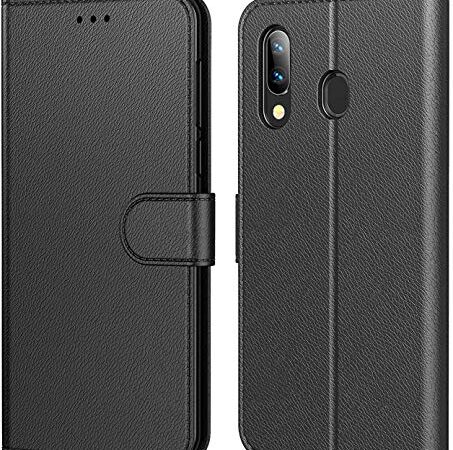 Tenphone Etui Coque pour Samsung Galaxy A40, Protection Etui Housse en Cuir Portefeuille Livre,[Emplacements Cartes],[Fonction Support],[Languette Magnétique] pour (Galaxy A40 (5,90 Pouce), Noir)