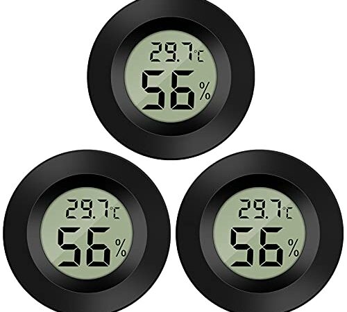 Thlevel Mini Digital LCD Thermomètre Hygromètre Température Humidité -50~70℃ 10%~99% RH Thermomètre Portable Thermo Hygromètre Indicateur pour Bureau Cuisine Humidors Incubateurs Reptiles (3 PCS - B)