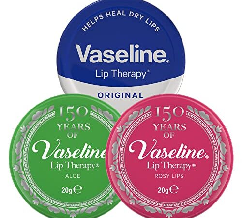 Vaseline Gelée de pétrole 20g, 2 orginales, 2 lèvres rosées et 2 aloès