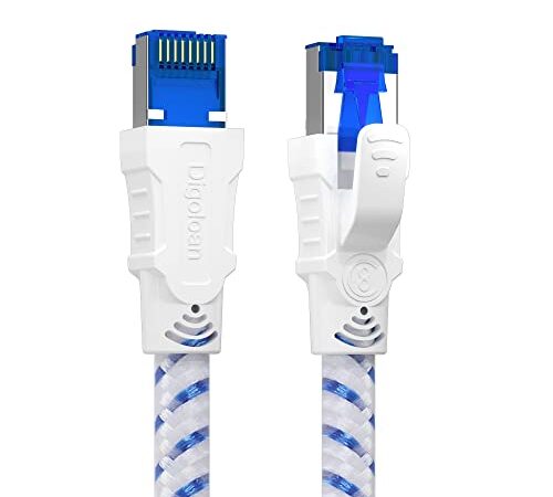 Câble Ethernet Cat 8, RJ45 1m 2m 3m 5m 10m 20m 30m Cable Réseau, Cat8 40Gbps 2000MHz Gigabit S/FTP Nylon Câble Internet Lan pour PS5, Routeur, Téléviseurs, Xobx, Plus Rapide que Cat 6/Cat 7(0.5m)