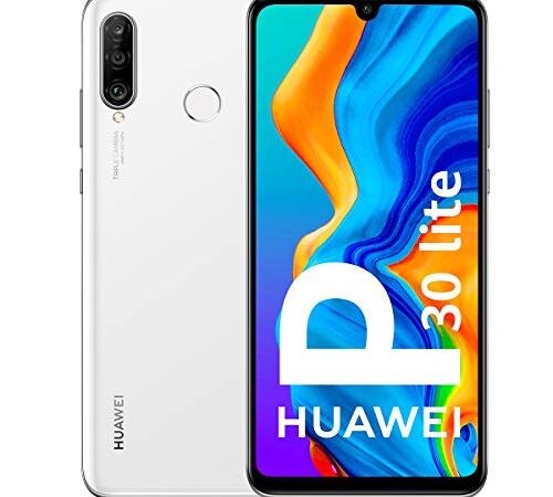 Huawei P30 Lite Smartphone débloqué 4G (6,15 pouces - 128Go - Double Nano SIM - Android 9.0) Blanc nacré [Version Française]