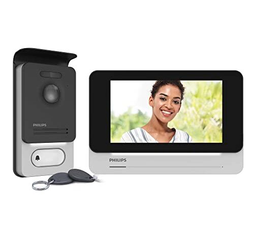 Philips Welcome - Visiophone - Tactile qualité d'image/Haut Niveau de sécurité, Noir, 7, Platine inclus avec option RFID et inclus 2 badges - 531001