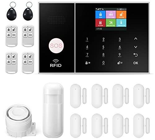 Système D'alarme Domestique sans Fil, WiFi, GSM, Composeur, 100 Zones, Application (Smart Life - Tuya), Compatible Google Home et Alexa