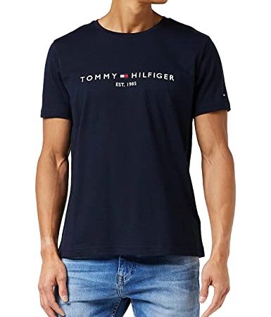 Tommy Hilfiger T-Shirt Homme Core Tommy Logo Tee Encolure Ronde, Bleu (Sky Captain), L